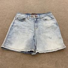 Judy Blue Bermuda Shorts Womens Large Light Wash Denim Frayed Hem JB152100LT