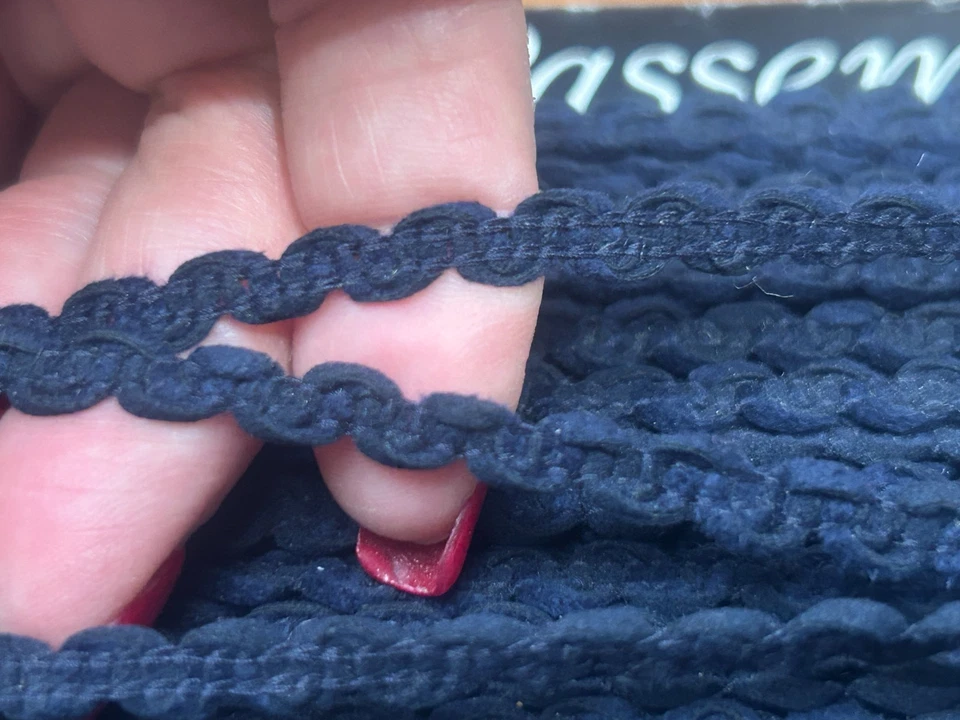 Mokuba passementerie ric rac 1/4" cotton trim 1yd made in Japan dark navy - Image 2 of 4