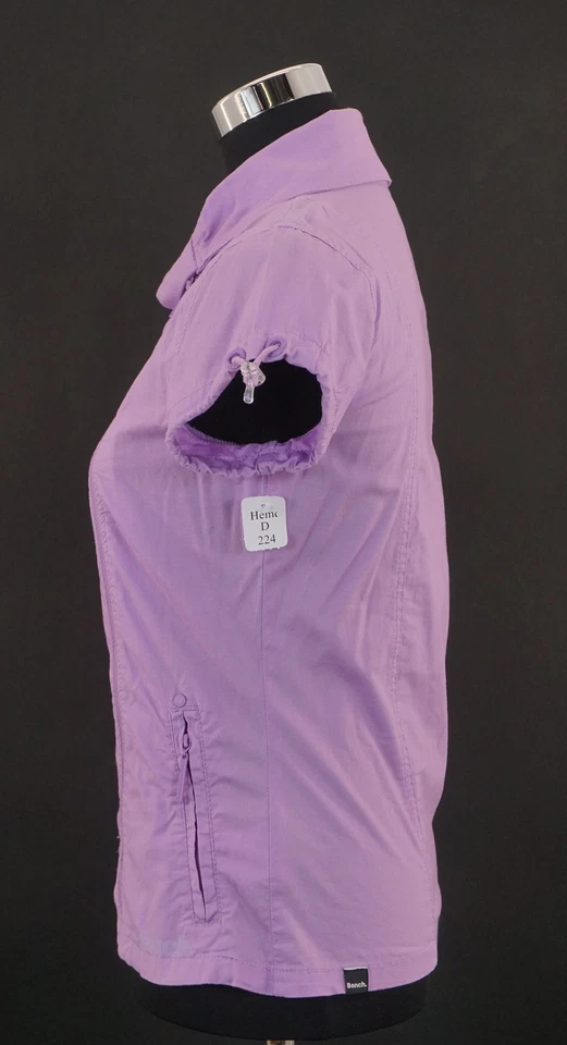 Bench Damen Bluse S lila flieder uni Kragen Kurzarm Zip mit Baumwolle D224 - Bild 4 von 4