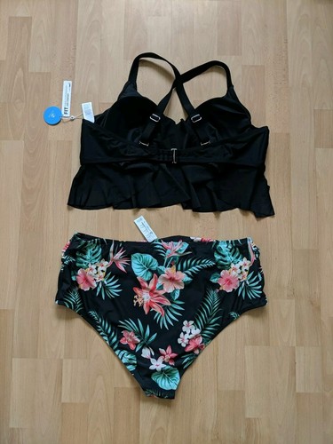 Cupshe Damen Bikini schwarz bunt Größe 3X (3XL / XXXL) Blumenmuster - Bild 7 von 7