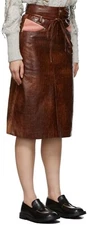 Brand New Andersson Bell Amira Brown Faux Leather Skirt Size 6