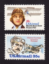 Scott #c99-c100 Scott & Curtiss Aviation Pioneer Horizontal Pair of Stamps - MNH