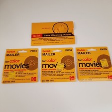 Vtg 3 Kodak PK 59 Prepaid-Processing mailer for 8-mm film Lens Cleaning Wipes