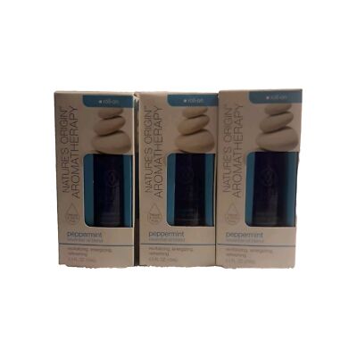 12 NATURE'S ORIGIN ROLL-ON AROMA THERAPY PEPPERMINT 0.5 FL.OZ, EACH.