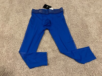 Nike Pro Dri Fit blue black swoosh 3/4 spandex compression pants Kentucky Duke M