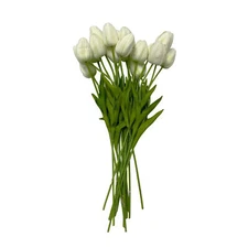 36 Pc Artificial Foam 15'' Real Touch White Tulip Flower Faux Flower Silk Floral