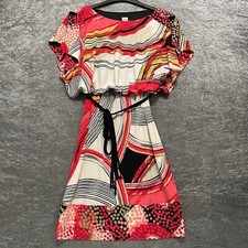 Sangria Women’s Size 10 Dress Cinched Belted Waist Multicoloured Split Shoulders