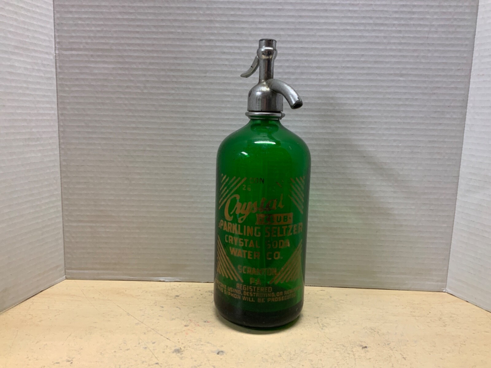 Antique Vintage Crystal Sparkling Seltzer Soda Bottle Green eBay