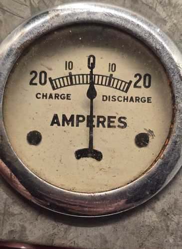 Vintage Crescent Needle Amperes Gauge 20-0-20 Charge Discharge Analog White Dial - Bild 2 von 8