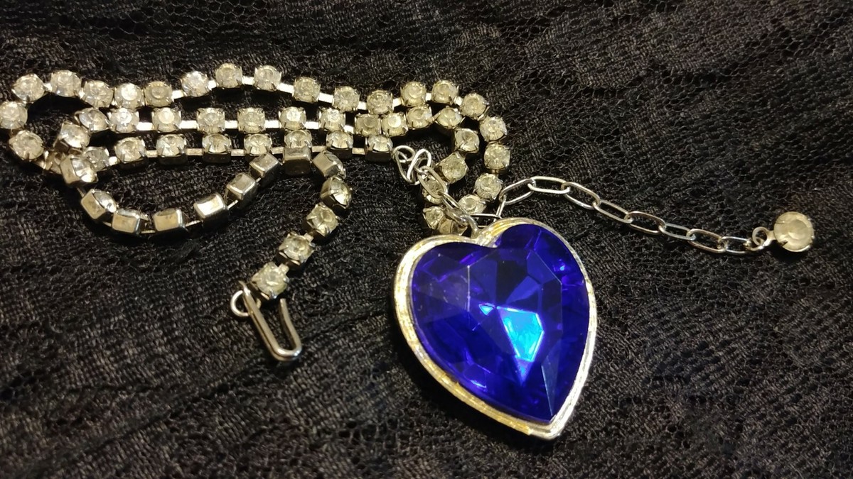 ★HARANG★ HR 337N_Stone from Ocean Necklace Vintage HSN Heart of the Ocean Sea Necklace Designer