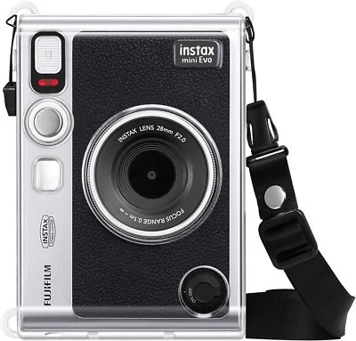 FINTIE Crystal Clear Case for Fujifilm Instax Mini EVO Camera Hard Cover Shoulder Strap