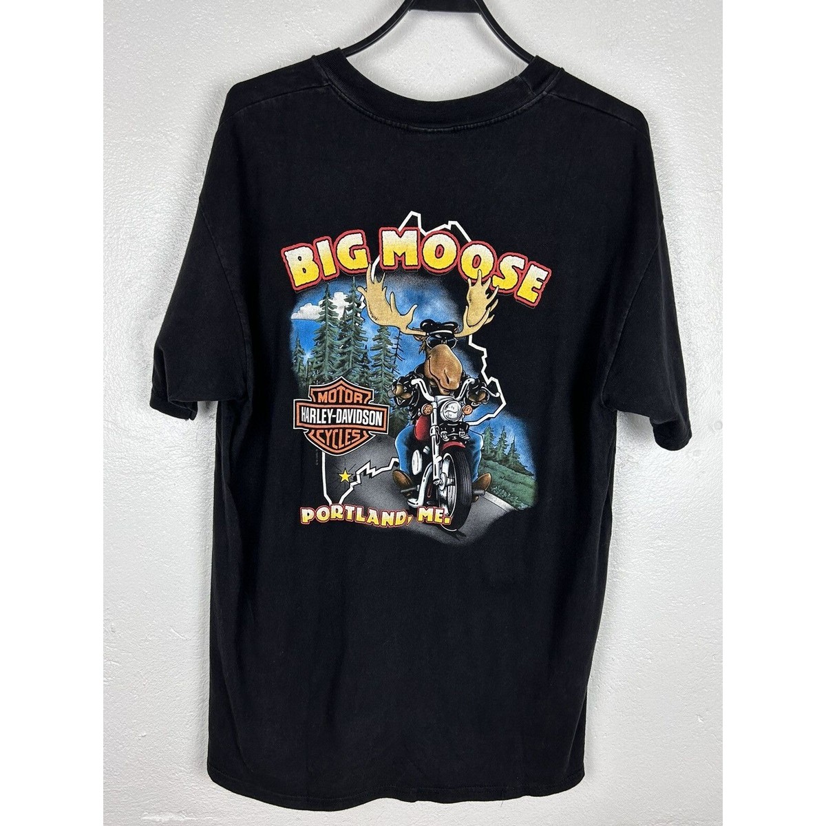 90s Vintage Harley Davidson Pig Big Moose 3D Emblem Style T-Shirt 
