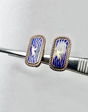 old vintage Soviet cufflinks CHAIKA SEA silver 916 enamel USSR