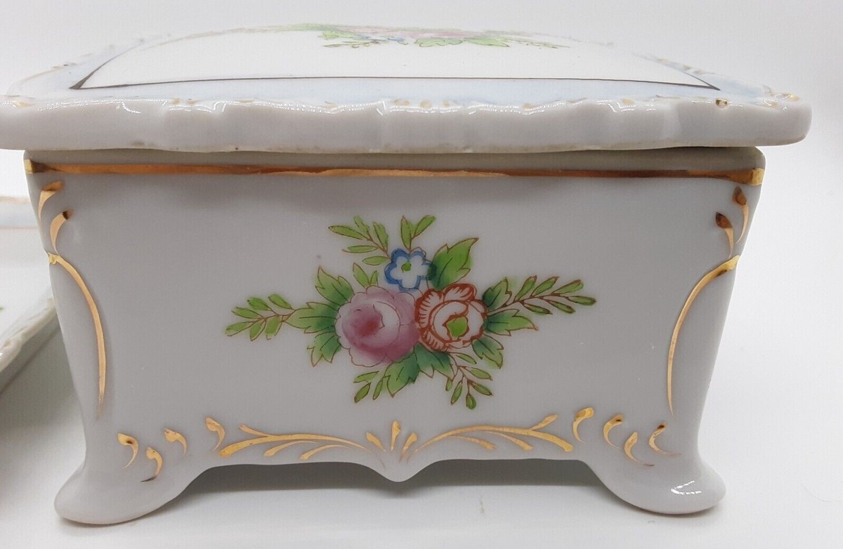 Vintage Cigarette Box With 1 Ash Tray, Porcelain Hand Painted, Occupied  Japan