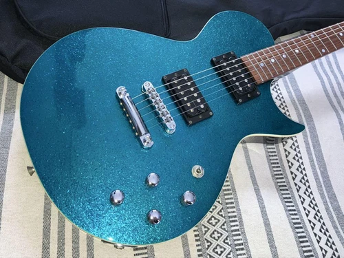 Burny LS-65 Blue Sparkle Les Paul type Electric Guitar W/Gig Bag Used Product