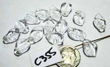 Czech Glass Leaf Bead CRYSTAL 14x9mm Lot of 10 C355