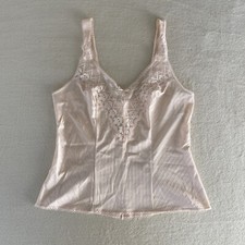 Vtg 80s Warner  s Crystal Lace Camisole - Champagne sz 32 - Pinstripes
