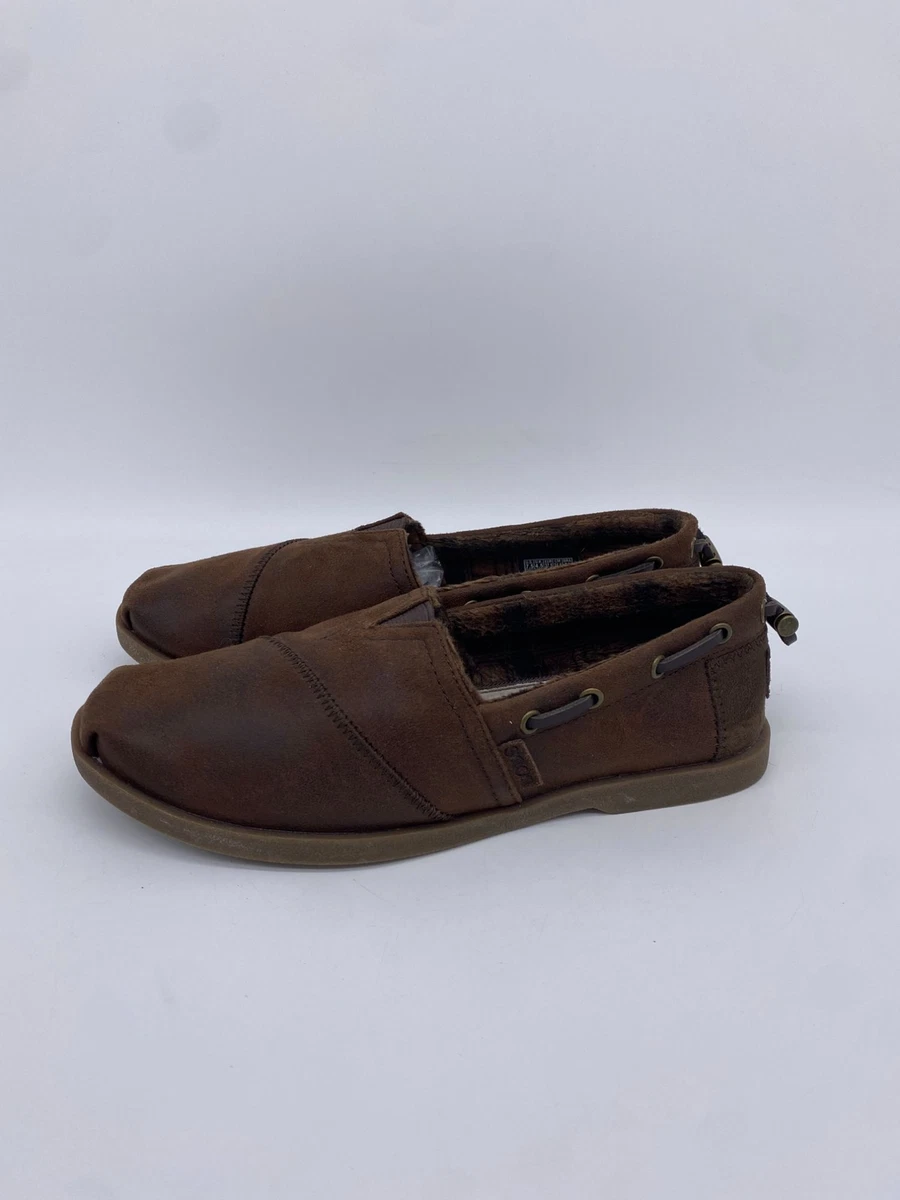 Bobs By Skechers Shoes Women s 7.5 Brown Chill Luxe Buttoned Up Slip On 33731 eBay