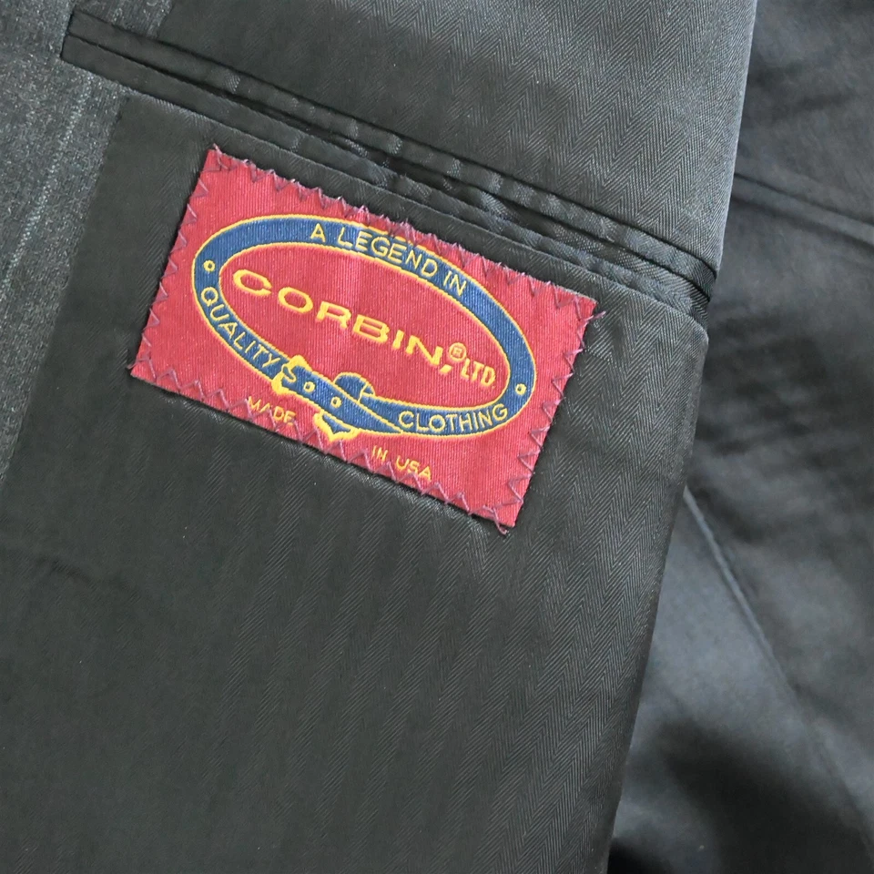 Blazer Abrigo Deportivo Chaqueta De Colección Hecho en EE. UU. Corbin 48S Gris Tiza Rayas 100% Lana Foto 4 de 4