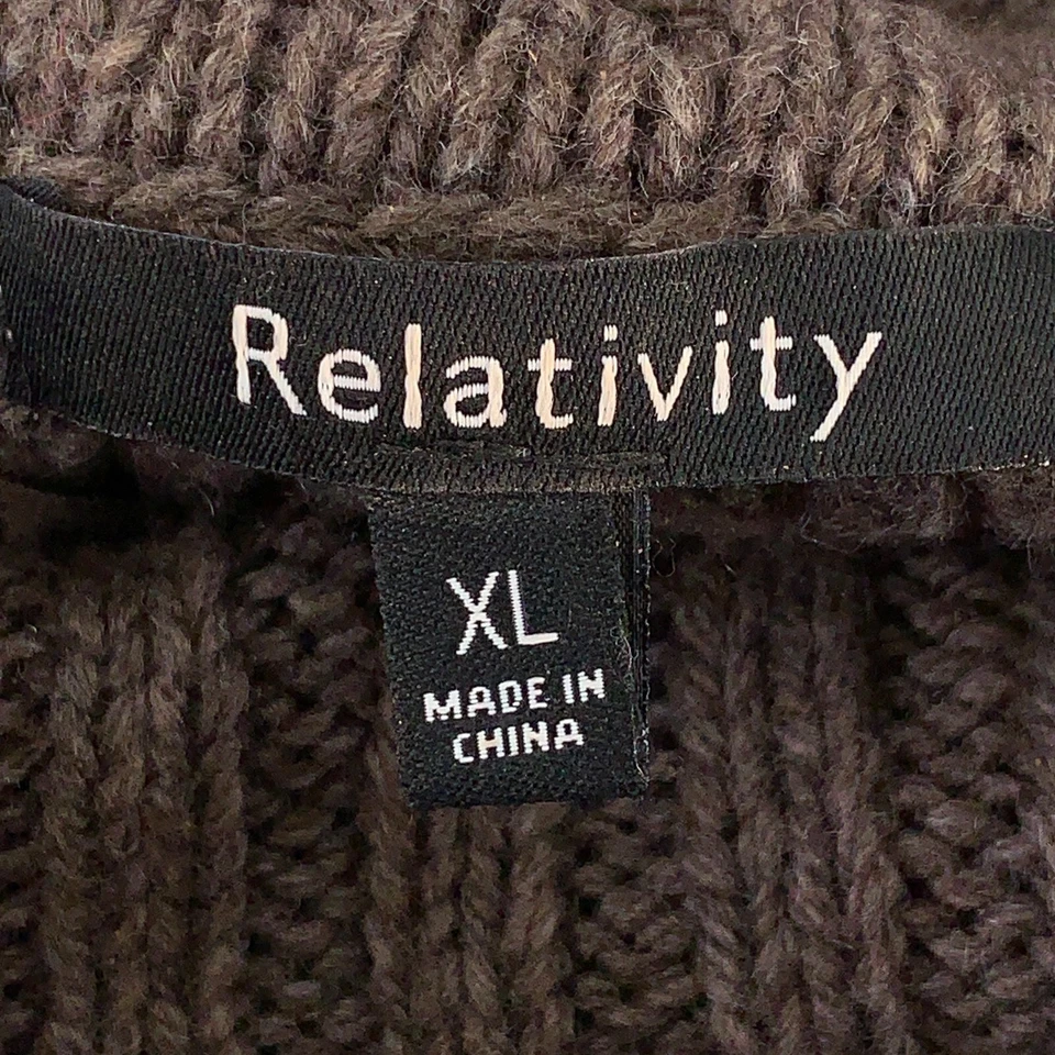 Suéter para mujer Relativity talla XL marrón grueso tejido manga larga cuello alto Foto 2 de 4