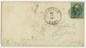 1881 nice Halsted Kansas target cancel - to Emporia
