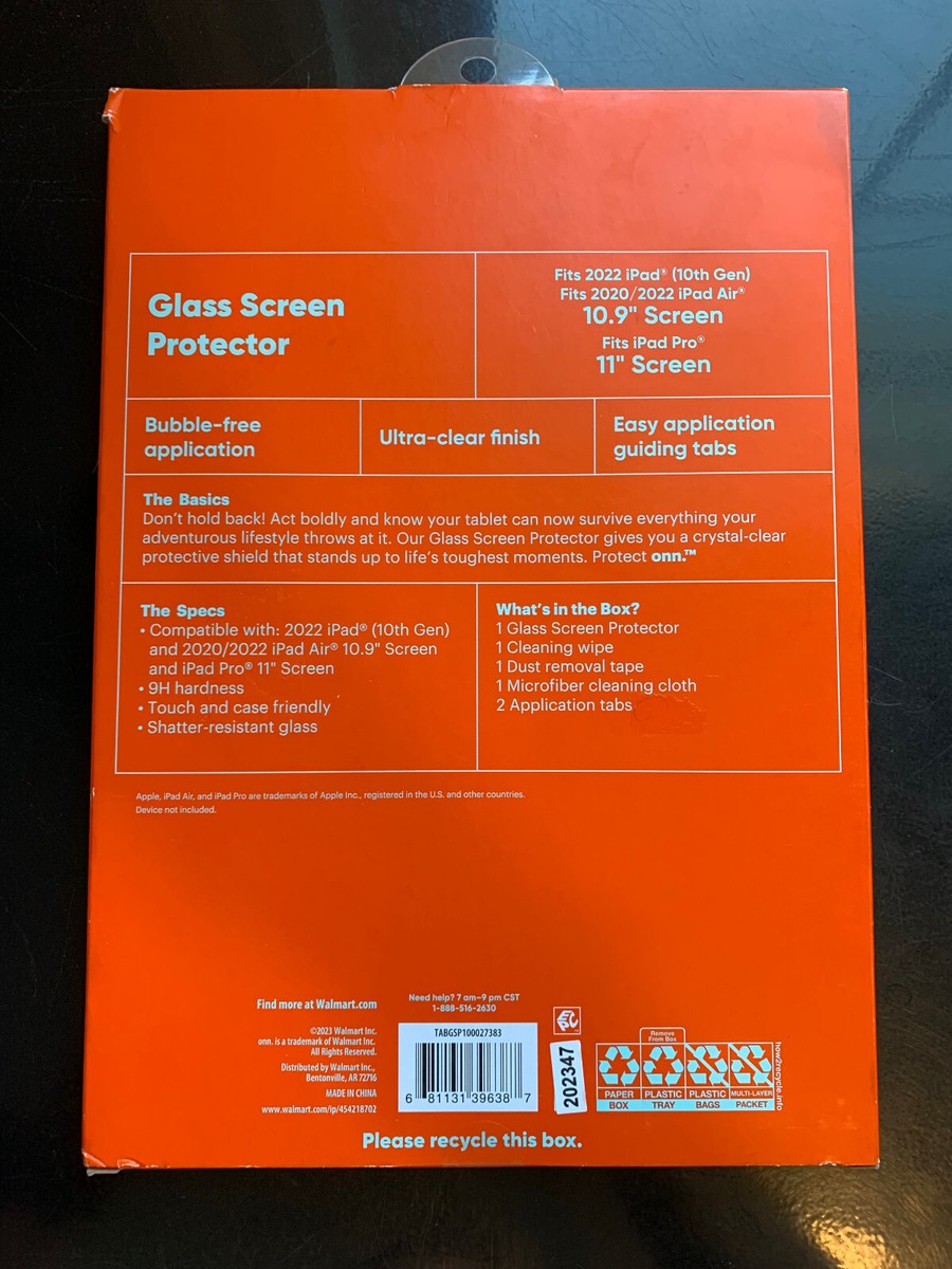Protect onn glass screen protector for iPad Air, iPad Pro 11