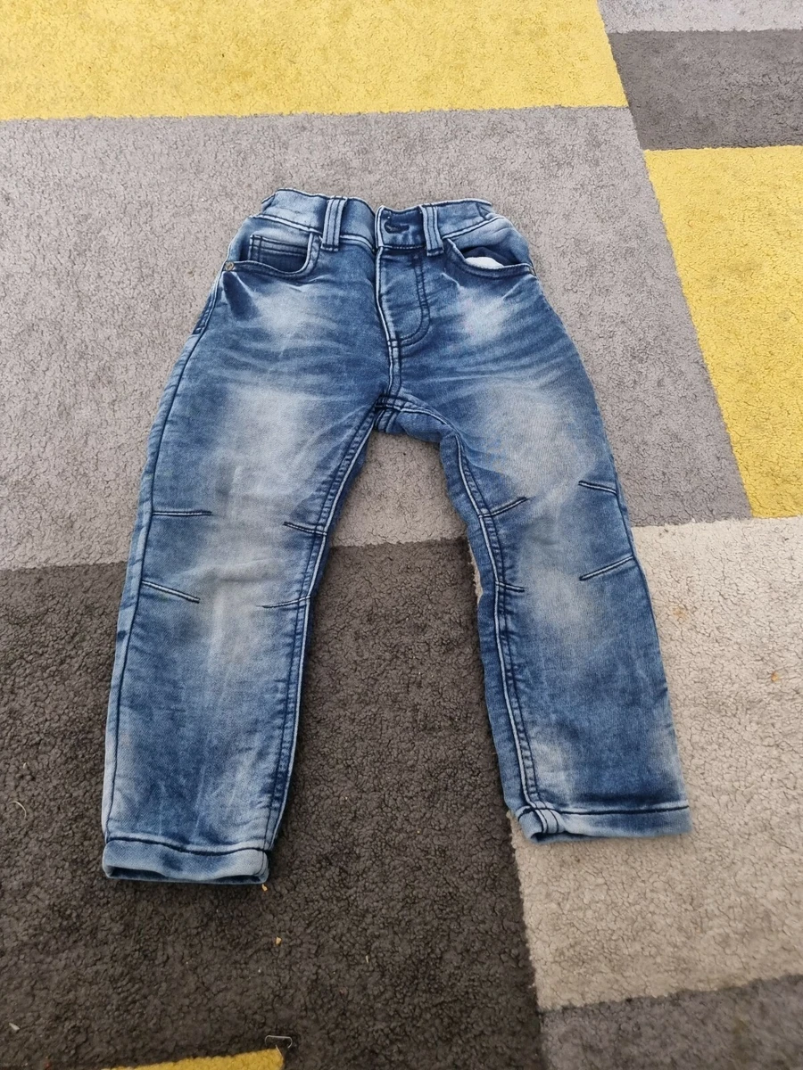Tesco Boys Blue Jeans Trousers Elasticated Waist Wide Legs