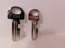 TWO 29A Marked Repro. Payphone Blank KEYS w/ Groves already cut in them! - U343