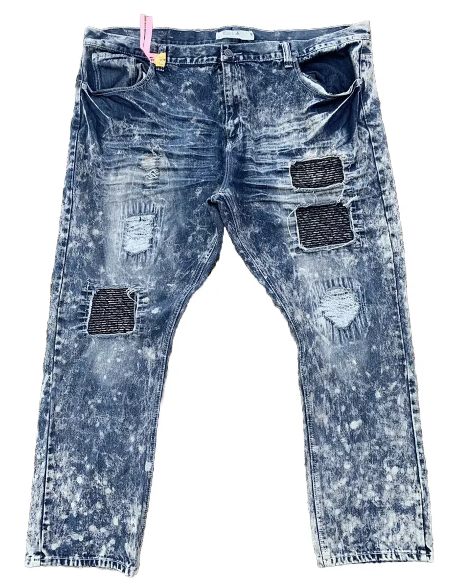 Blue bleached cheap jeans