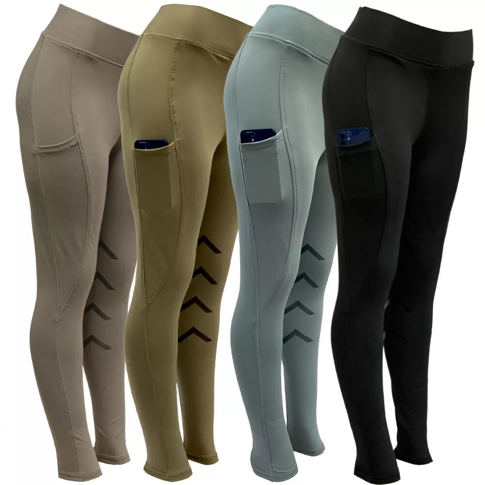 Phone Pocket Riding Tights Silicon Knee Patch Ladies Equestrian Riding  Leggings