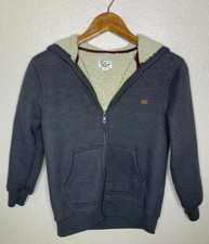 Cotton Blend Boys Gray Lucky Brand Sherpa Zip Up Hooded Jacket Size Small