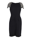 Oscar De La Renta Floral Crystal-Embroidered Stretch Dress in Black Virgin Wool