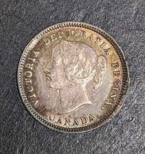 1890 H Canada 5 Cent Silver Very Slightly Bent