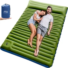 Double Camping Sleeping Pad 6 Inch Thick Inflatable Mat with Pillow Foot Pump