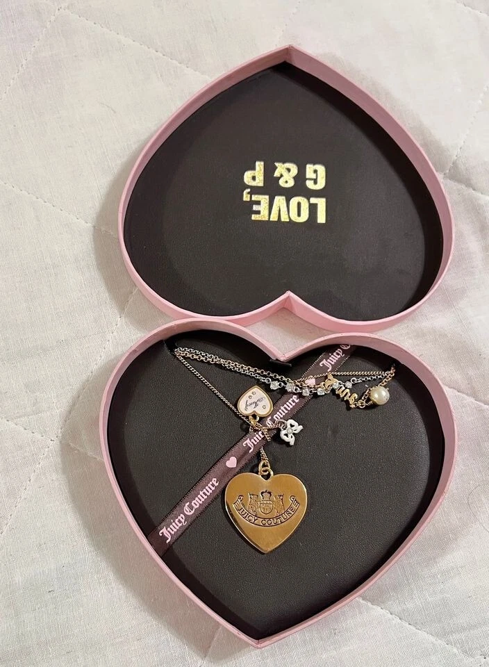 Y2K Juicy Couture Charm Necklace Multi Tone Layered YJRU3589 New in Box!