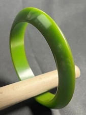 Vintage Green Bakelite Flying Saucer 8” Bangle Bracelet Simichrome Tested