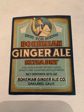 Vintage Bohemian Ginger Ale Label Oakland California