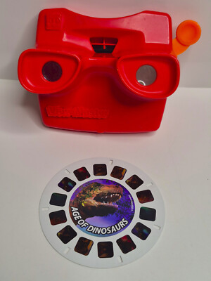 Vintage 1980s Red Viewmaster 3D View-Master Viewer Orange Lever  plus 1 Reel