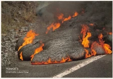 Kilauea Volcano Lava Flow On Street Big Island of Hawaii 6x4 Postcard CP365