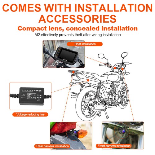 3" HD 1080P Motorcycle Dash Cam DVR Camera Waterproof Recorder Front+Rear Cam - Picture 13 of 18