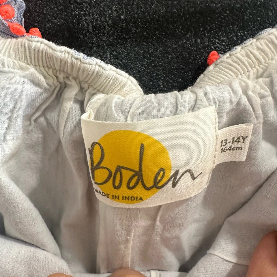 Boden Soft Blue Chambray Romper Stretchy Waist 100% Cotton Size 13-14Y 164cm - Image 4 of 4