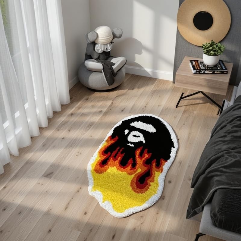 Flame Bape Rug 28x20 Inch – Cool Hypebeast Rugs for Bedroom
