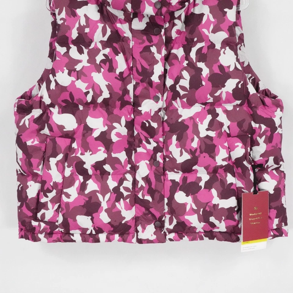 Chaleco Lululemon Mujer Talla 10 Rosa Camuflaje Wunder Puff Recortado Con Capucha Nuevo Foto 3 de 4