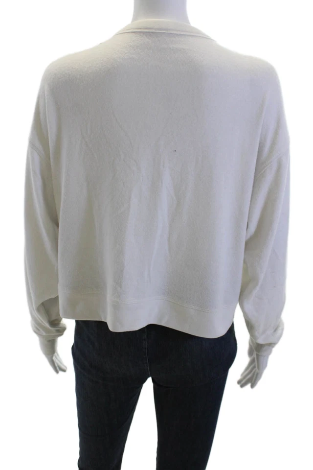 Sudaderas Alo Henley blancas cuello en V botones manga larga poliéster talla S Foto 3 de 4