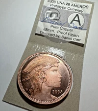 Daniel Carr 2008 UNA 20 AMEROS Winged Liberty Head Copper Proof Finish Prototype