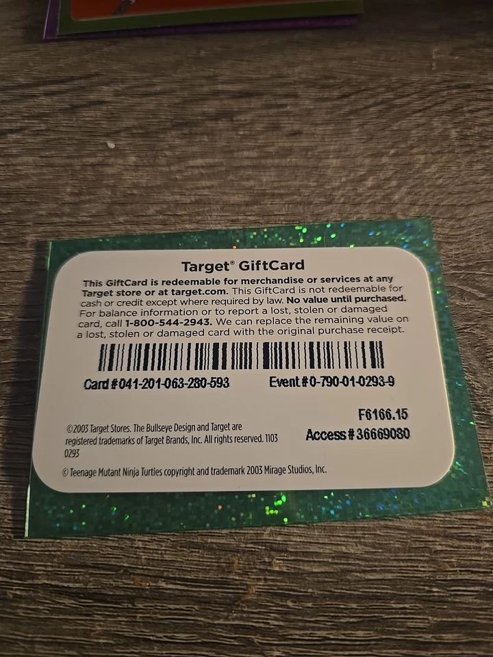 TARGET Teenage Mutant Ninja Turtles ( 2003 ) Gift Card ( $0 )  - Image 2 of 2
