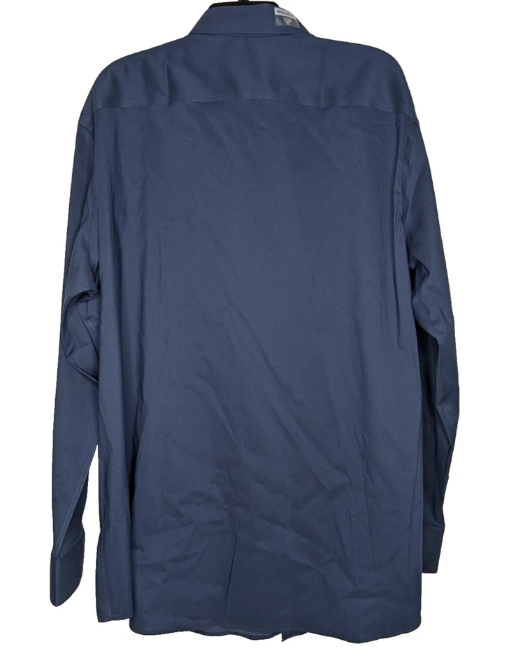 Camisa para hombre Van Heusen calce regular con botones talla 2XL 18-18,5 34/35 azul marino Foto 2 de 4