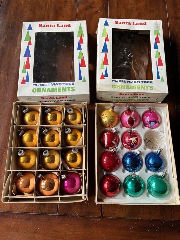 Santa Land Lot 23 Christmas Tree Ornaments, w/9 Shiny Brite 14 Poland & 2 Boxes