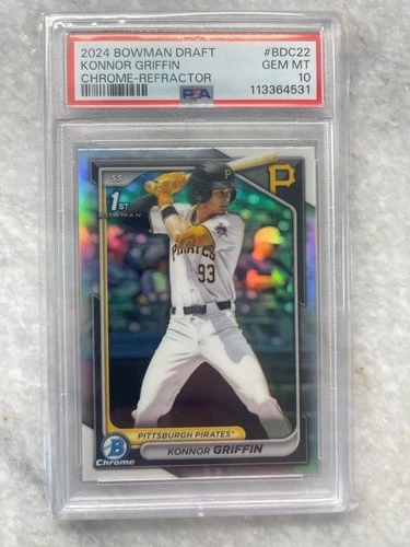 Konnor Griffin 2024 Bowman Draft BDC-22 Refractor Chrome 1st RC PSA 10