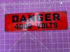 Vintage DANGER 4000 Volts porcelain Sign 12 X 3.5 INCHES